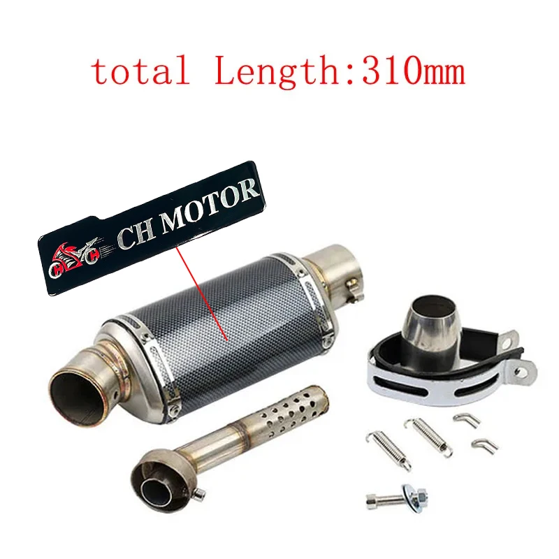 51mm Universal Motorcycle Exhaust Muffler Escape 310 370 440 mm Pipe 100cc-1000cc ATV GP Scooter Stainless Steel For fz6 pcx125