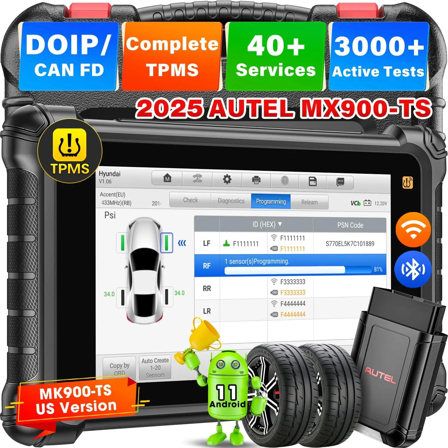 Autel MaxiCheck MX900TS MX900-TS الماسح الضوئي التشخيصي لجميع الأنظمة مع وظائف TPMS الكاملة والتحكم ثنائي الاتجاه 40+ خدمات #1