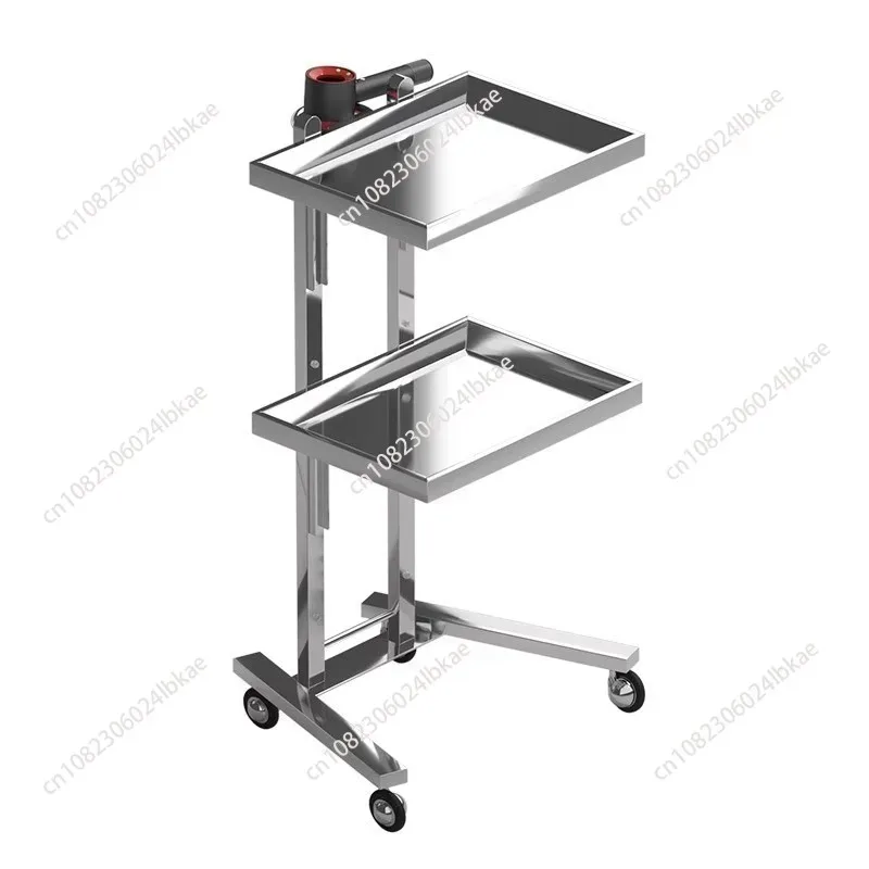 Stainless Steel Foldable Tool Cart Beauty Salon/Barber Shop Trolley Storage workbench supermarket 2-tier tool cart AA