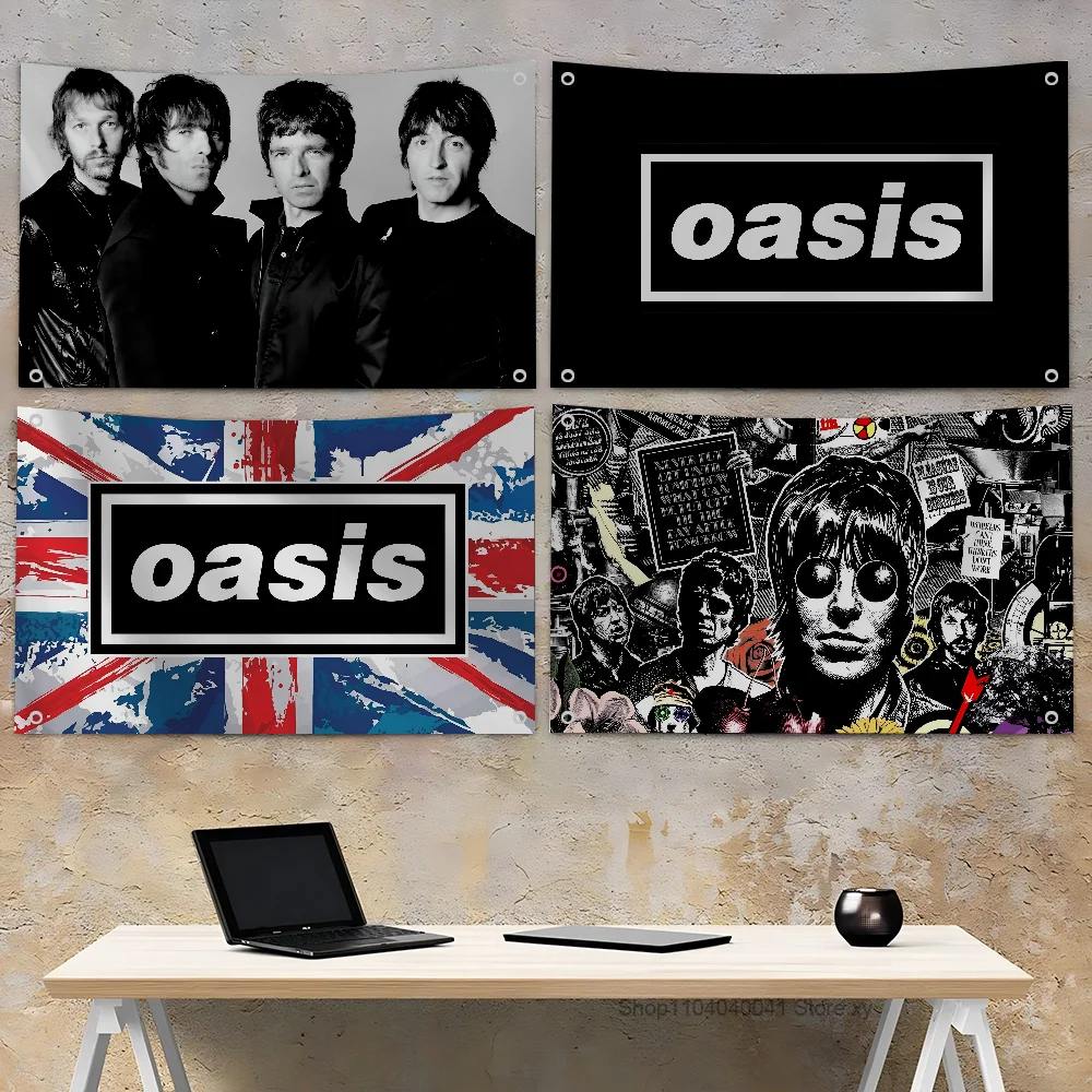 1PC Band Oasis Flag And Banners Four Hole Flag Polyester Outdoor Decor Room Aesthetic