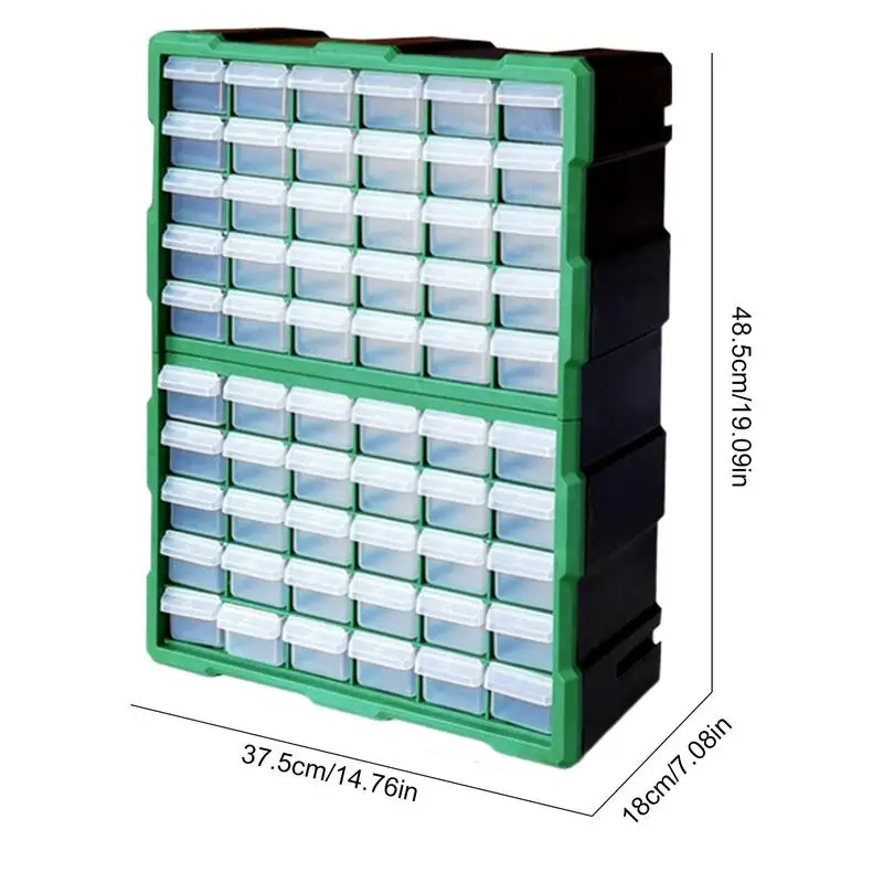 Parts Storage Organizer 60 Grids Teacher Toolbox Easily Stackable Hardware And Craft Cabinet For Nuts And Bolts Screws Jewelry