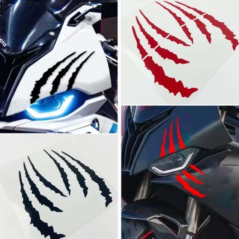 1Pair Monster Claw Scratch Waterproof Vinyl Stickers DIY Decals For Motorbike Fuel Tank Headlight Helmet Scooter Body Decor