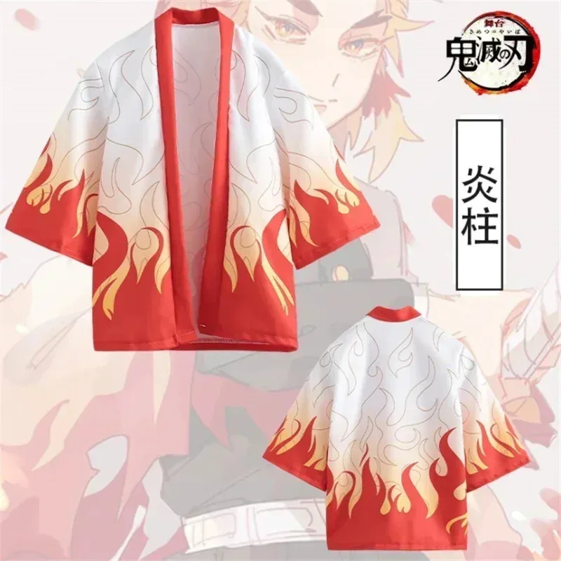 Demon Slayer Kimetsu no Yaiba кимоно с 3D принтом Haori Yukata японское аниме косплей повседневная крутая уличная одежда плащ Zenitsu Tanjaa