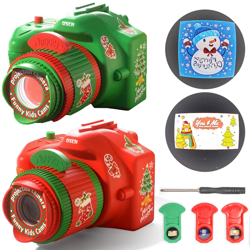 Christmas Children's Simulation Projection Camera Cartoon Luminous Educational Toy Camera Christmas Gifts for Boys and Girls