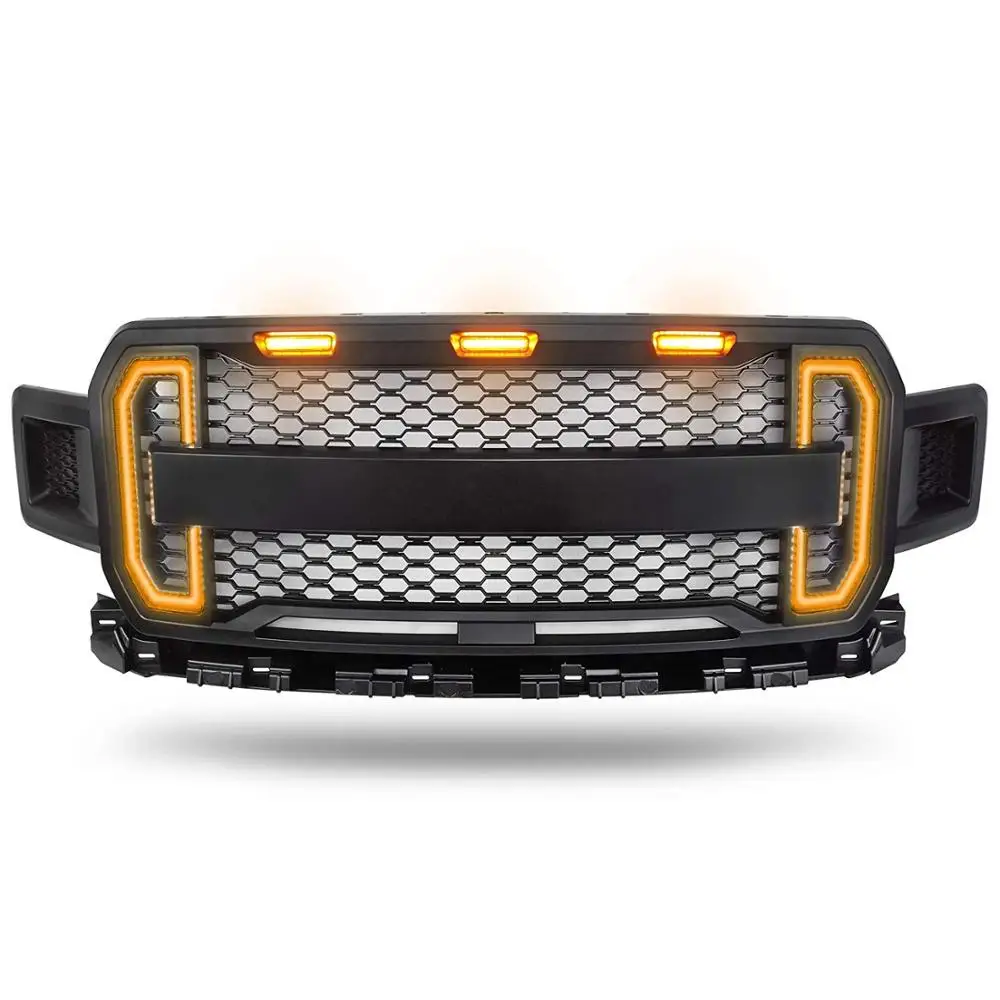 

Dream Garage Raptor Style Grille Kits With 3 Amber LED Lights Fit For 18-19 F150