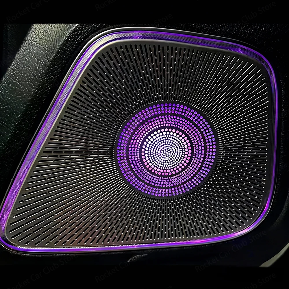 For Mercedes Benz W177 W118 W247 GLB GLA CLA A B Class Car Door Audio Metal LED Speaker Decorative Cover 64 Colour Ambient Light