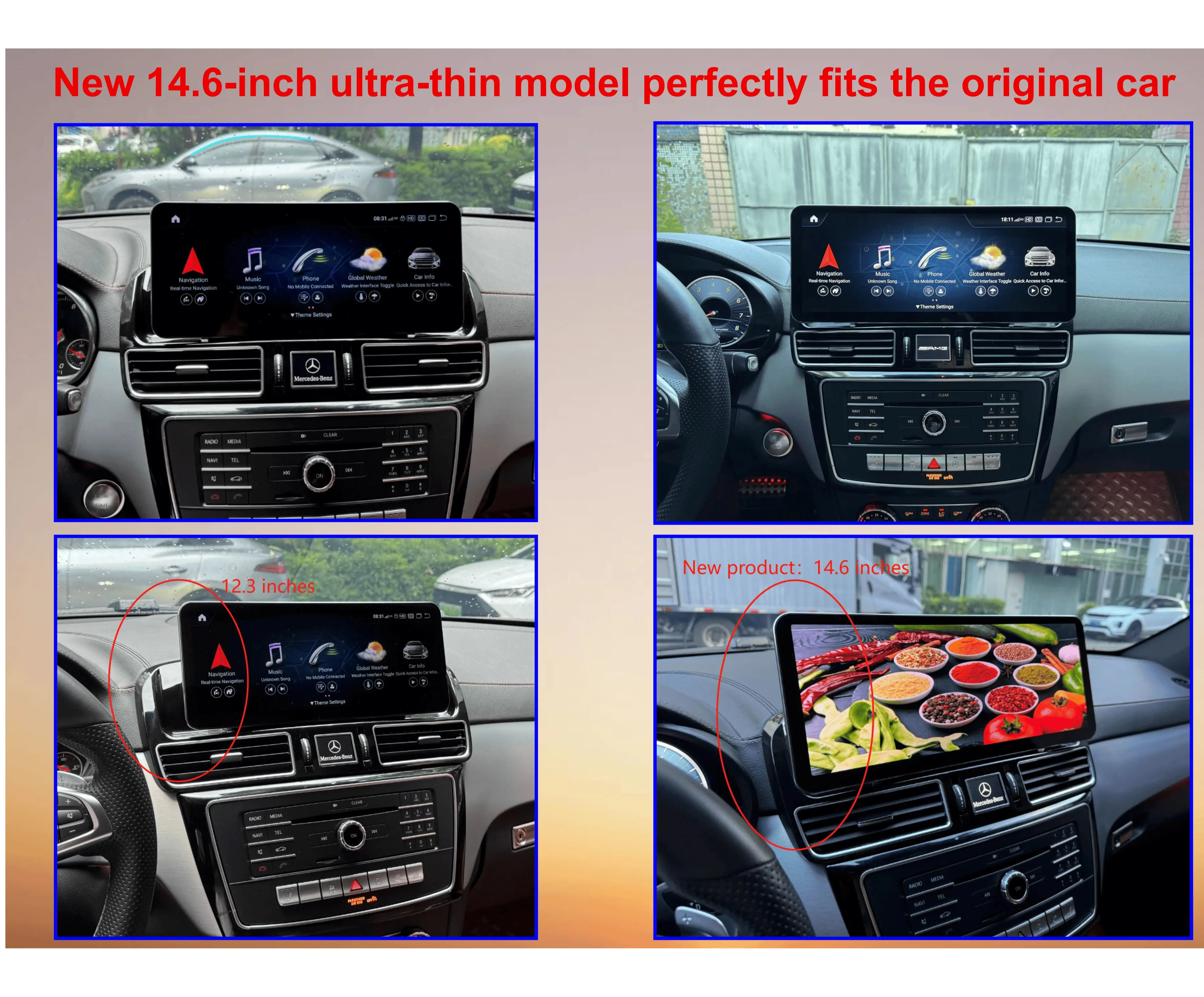 

14.6inch Car Radioi Screen For Mercedes Benz C Class W205 GLC X253 C180 C200 2016-2022 Android Carplay GPS Navigation