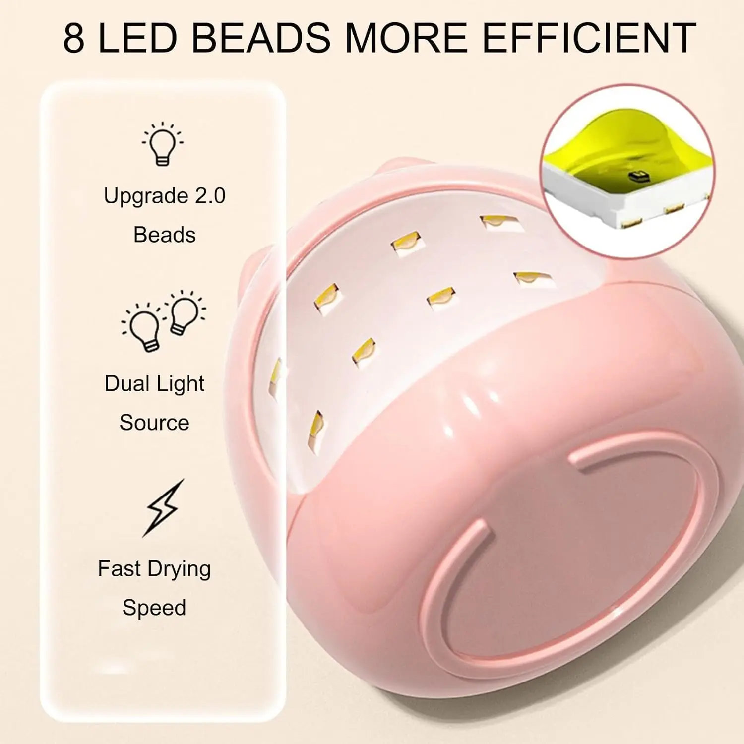 Lampada per unghie UV LED da 24 W, asciugatrice rapida per smalto gel, luce per unghie rosa portatile