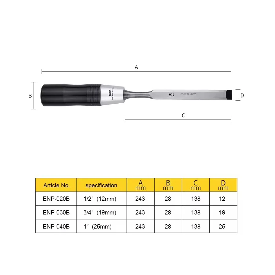 KAKURI 3Pcs Extra Long Style Wood Chisel Sets Carving Knife with Storage Bag for Woodworking Processing and Engraving NO.ENP-3S