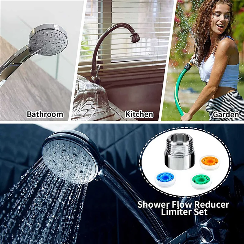 

Набор ограничителей редуктора потока душа из 24 предметов, ограничитель воды, размер резьбы 1/2 дюйма 4, 6 и 9 л/мин-B91B