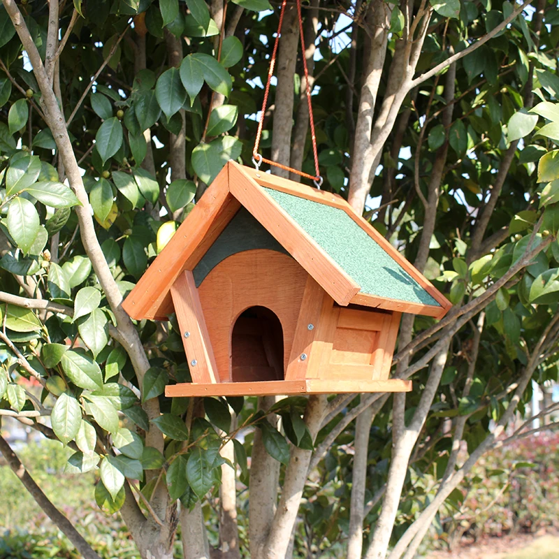 Solid wood outdoor bird nest feeder pigeon sparrow  feeder food  cage balcony villa park forest