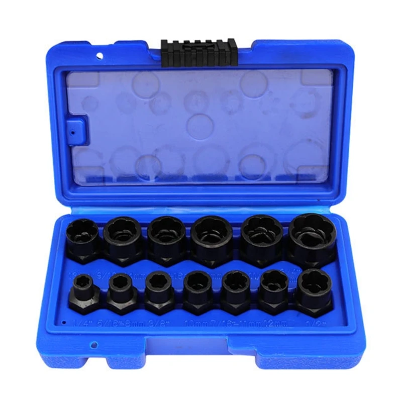 

13Pcs Impact Damaged Nut Screw Remover Extractor Socket Tool Removal