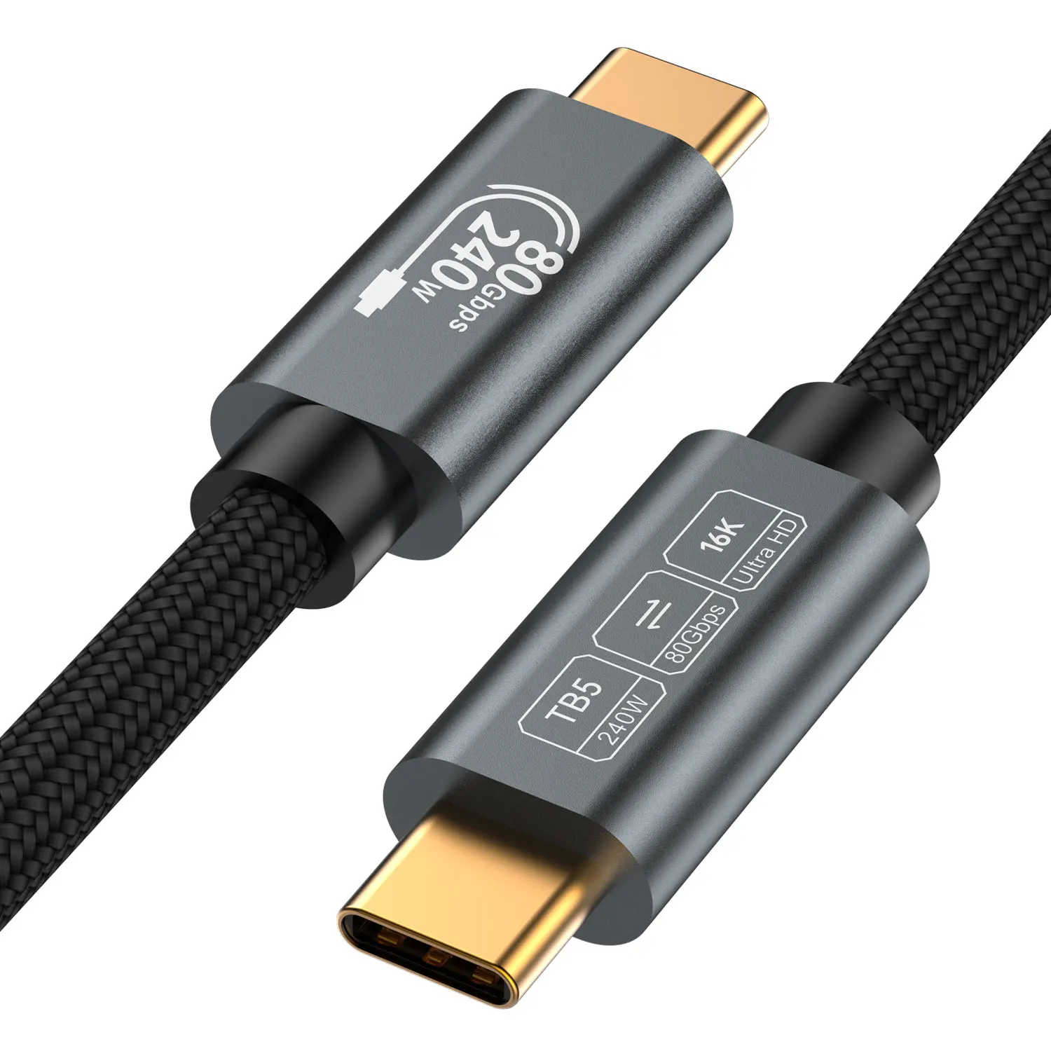USB4 V2.0 Cable 80Gbps 240W USB C to USB C Fast Charging 16K Video Braided Type C Data Cord Compatible with Thunderbolt 5/4