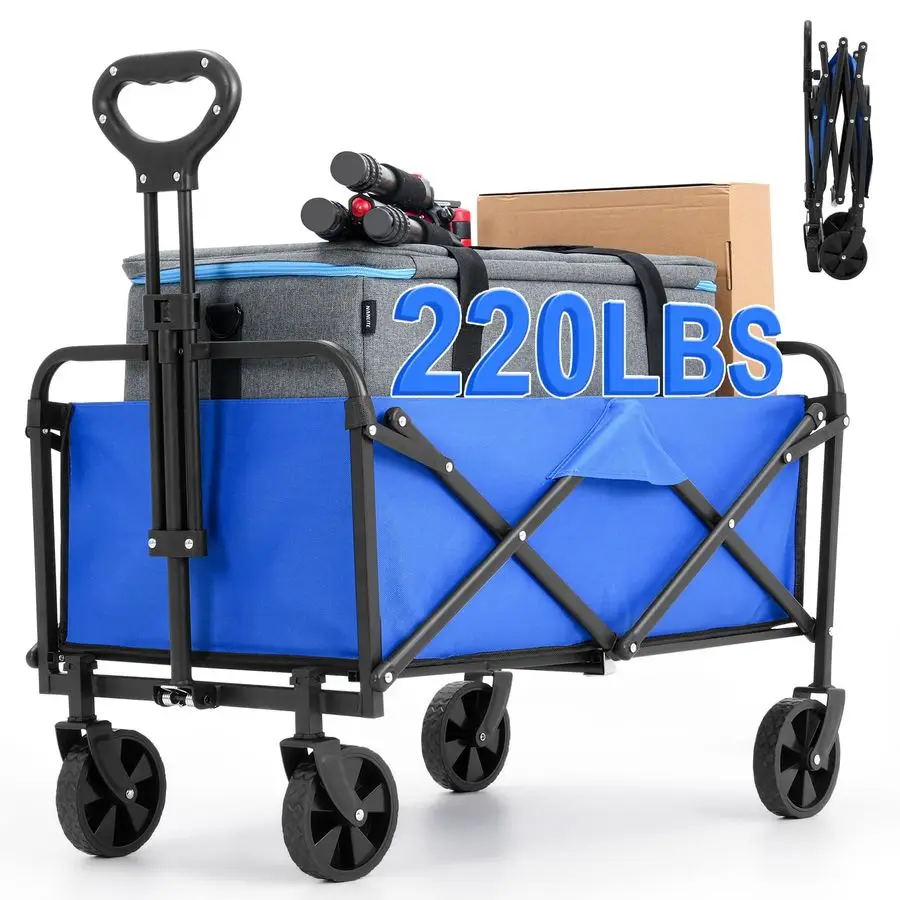 

Складной вагон, вагоны, складные тележки с колесами, продуктовый складной пляжный вагон для песочного сада, спортивных покупок OutdoorLake