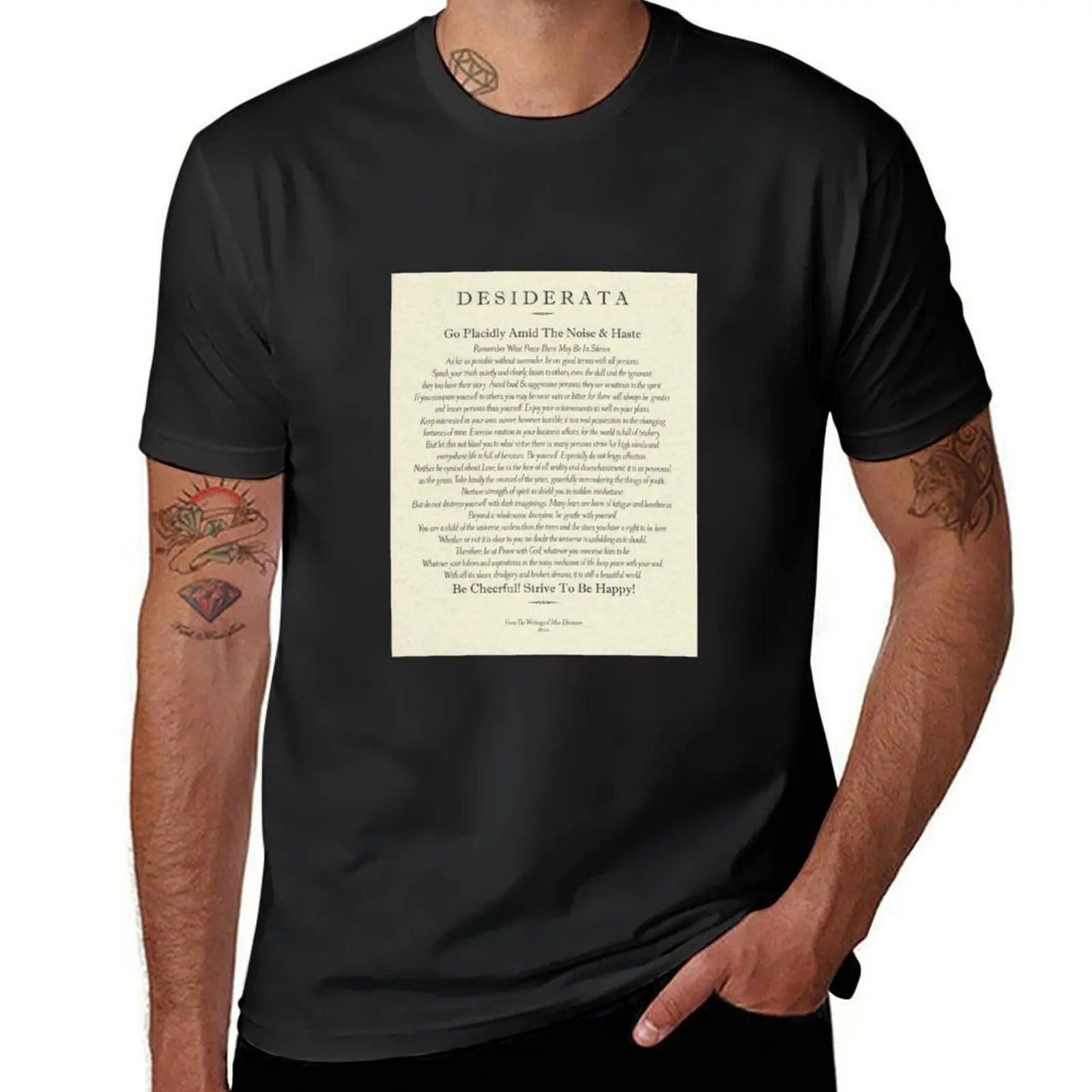 Desiderata Poem on Parchment-Traditional T-Shirt plus sizes quick drying funny t shirts for men