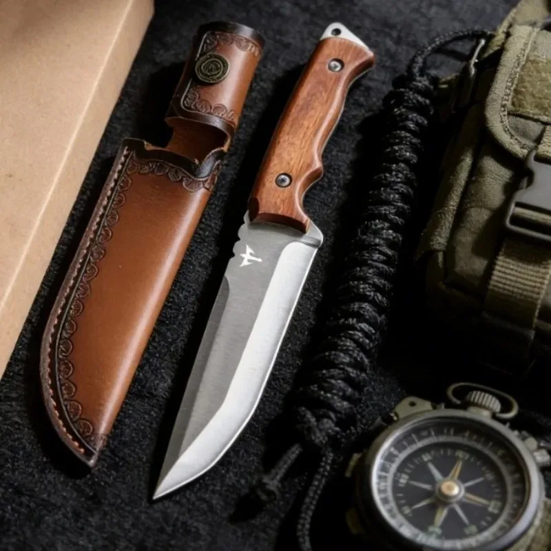 

Outdoor Portable Pocket Knives 7cr13mov Blade Wood Handles Survival EDC Tools Camping Knives Outdoor Wilderness Portable Knives