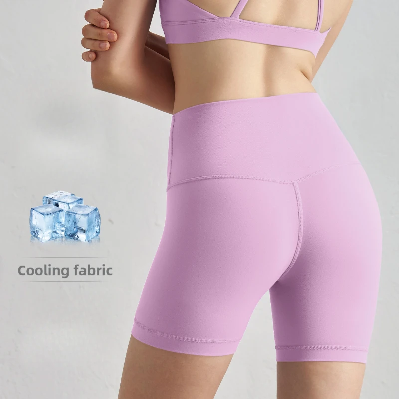 Seamless T-Back Yoga Shorts Peach Butt Tight Sports Three-Point Shorts High-Waisted Tummy Control Fitness Shorts