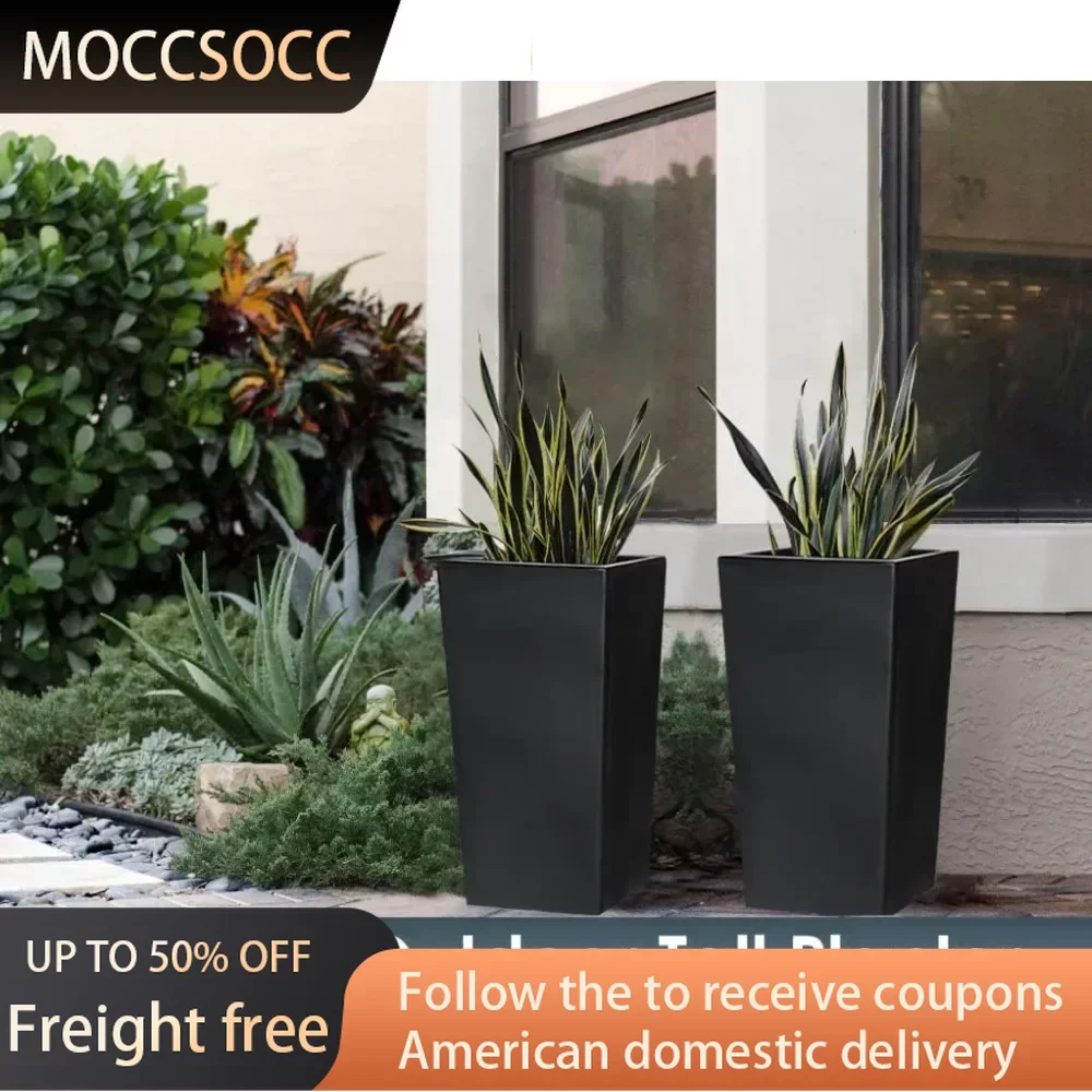 2 Pack Tall Planters + Baskets (Self Watering) (20 H) | Tall Planters for Outdoor & Indoor Orchid Pot Set Vases Houseplants