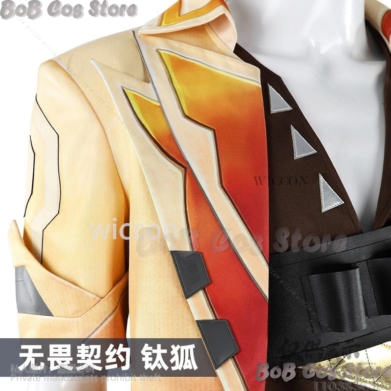 Tejo Cosplay Game VALORANT Anime Clothes Sexy Orange Deep V Shirt Pant Summer Sunglasses Cool Daddy Tejo Suit Man Cos Customized