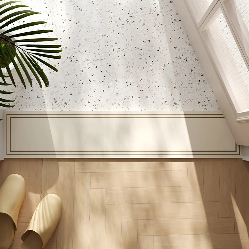 VIKAMA Minimalist Border Long Door Mat, Classic Geometric Border Anti Slip Carpet Entrance Threshold Mat Home Decoration