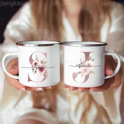 Personalized Mug Floral Initial Name Cup Custom Name Tea Coffee Hot Chocolate Mugs Bride Bridesmaid Mothers Day Gifts for Her