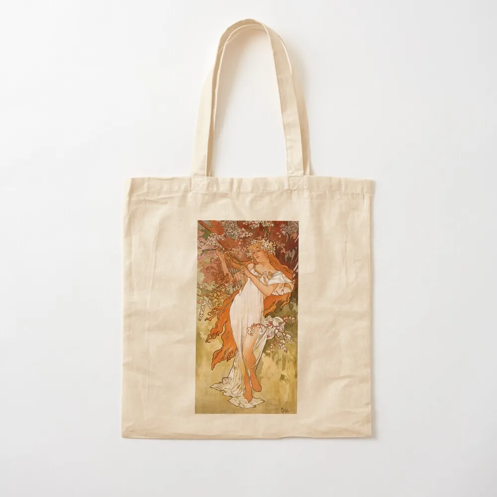 

Vintage Alphonse Mucha - Spring 1896 Art Nouveau Tote Bag shopping cart bags custom fabric bag sacs de shopping