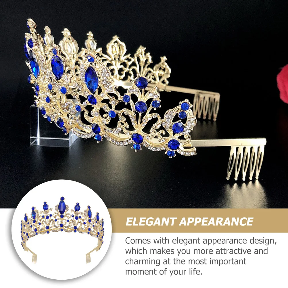 1Pcs Bride Crown Elegant Wedding Tiara Comfortable Hair Headdress Charming Bridal Banquet Rhinestone Decor Bride Crown