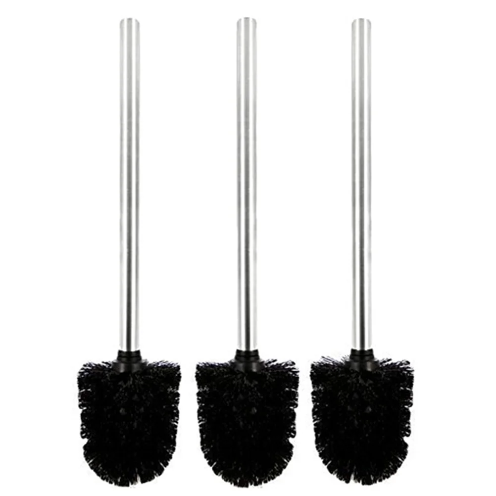 

4 Pcs Toilet Brush Plastic Toilet Replaceable Cleaning Toilet with Stainless Steel Handle (Black) plastic toilet brush