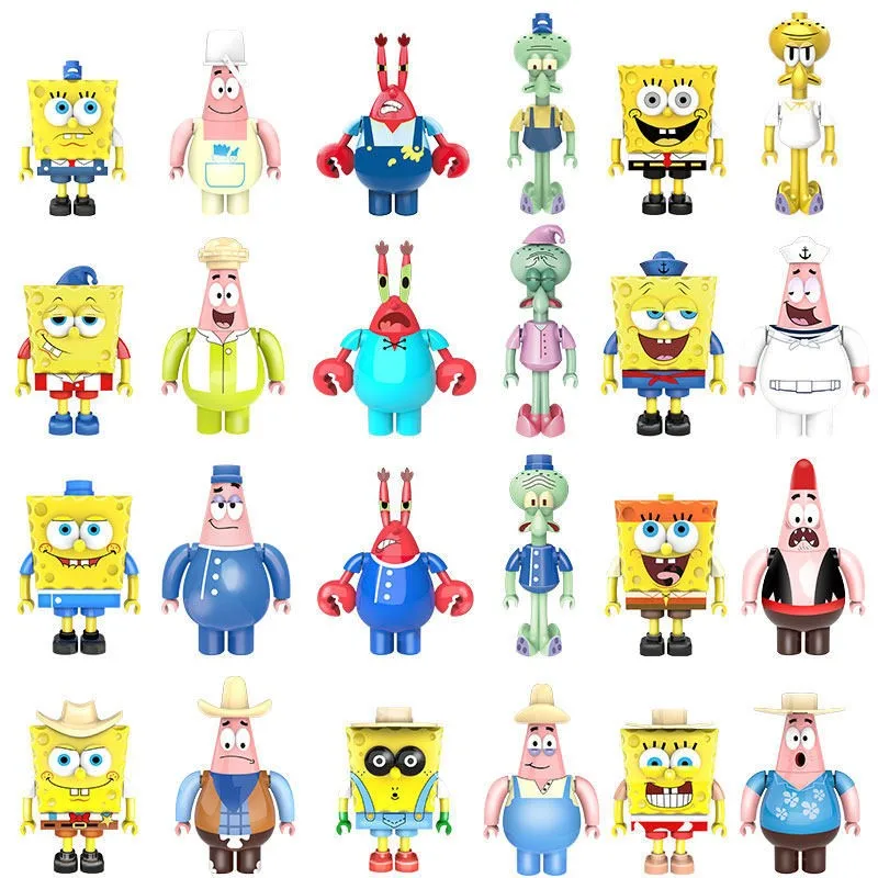 정통 스폰지 밥 SquarePants 빅 스타 문어 조립 장식 수제 인형 어린이 생일 선물 장난감