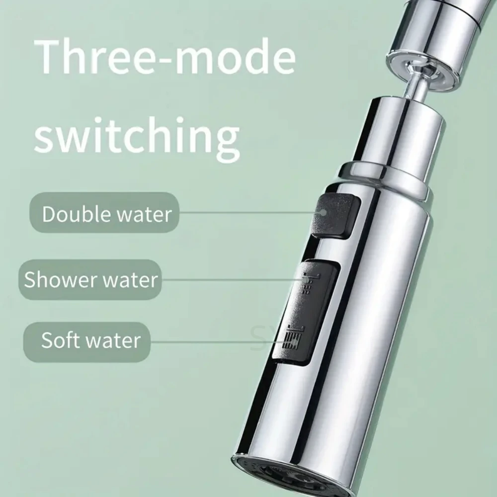 أربعة وظائف صنبور تحويل دش المطبخ العالمي المتوسع المطر Splashproof شلال الفوار منفذ المياه محول فوهة