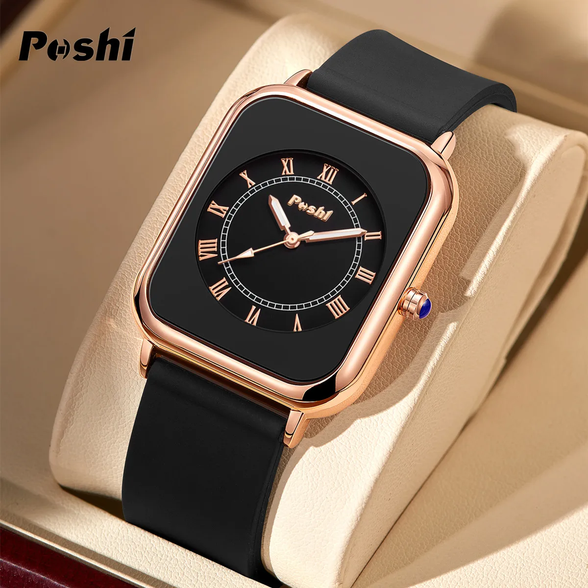 POSHI Original Quartz Wrist Watch for Women Simple Elegant Women\'s Watches Waterproof Silicone Strap Trend Fashion Style