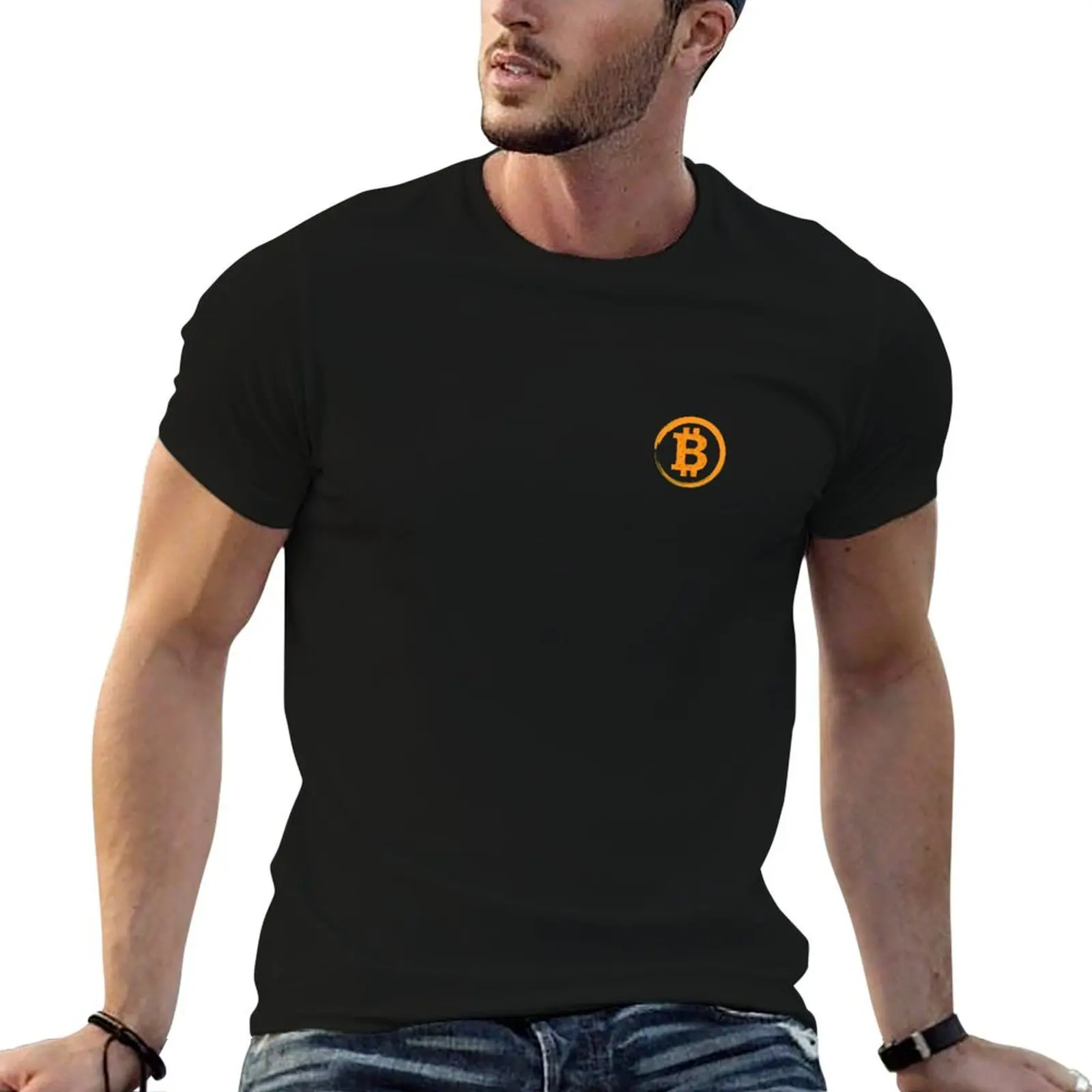 T-shirt Bitcoin Circle, t-shirt en coton, pack de t-shirts en coton 100%, t-shirts pour hommes, t-shirt décontracté pour hommes