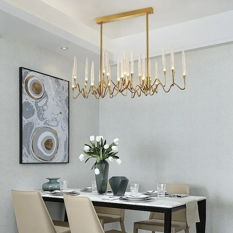 Candelabro de cristal LED para sala de estar y dormitorio, lámpara colgante moderna de lujo, accesorios de decoración interior