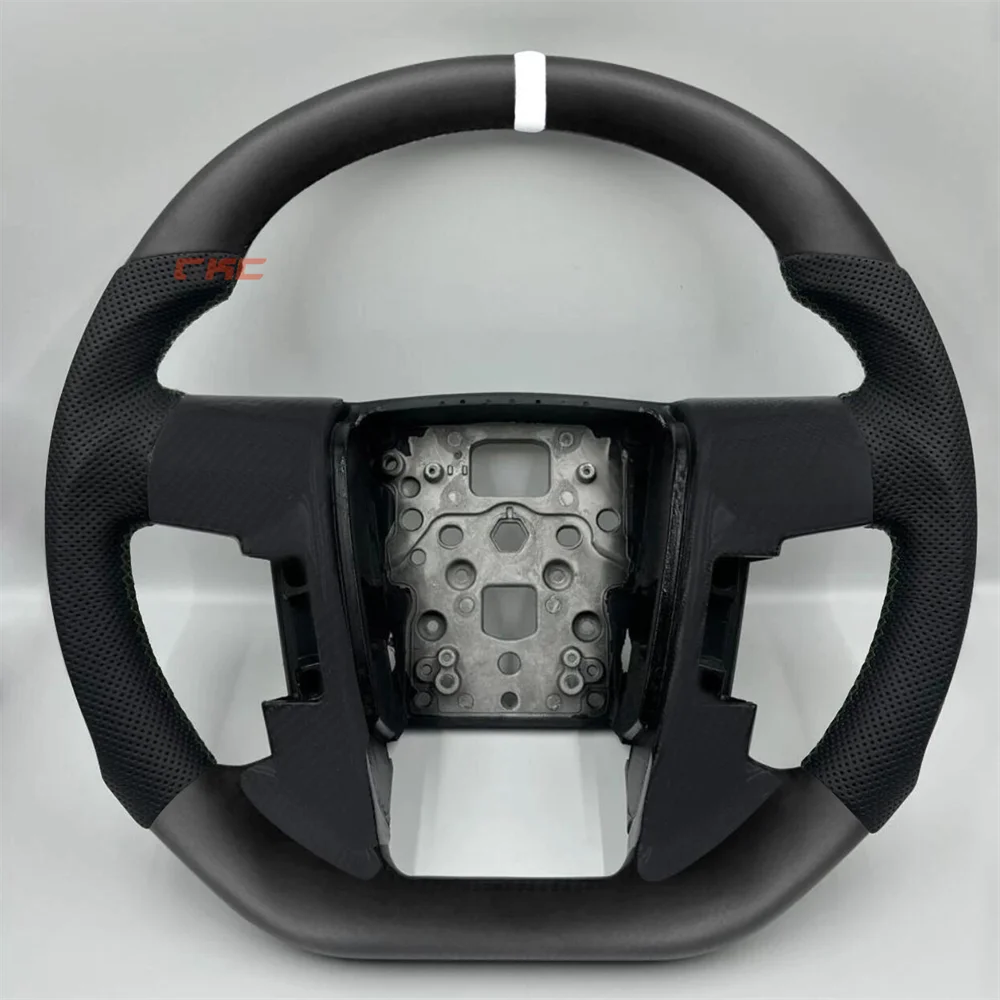 

Customized black Perforated Leather white Center Strip steering wheel For Ford F150 Raptor 2009 2010 2011 2012 2013 2014