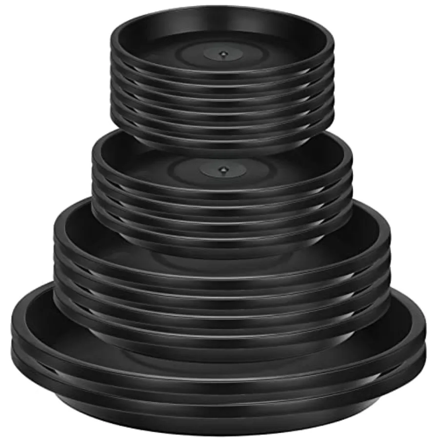 

16 Pack Plastic Plant Saucer Black Pot Saucers Round Water Tray Thick Drip Trays for Potted Flower Pan Plant Drainage for Indoo
