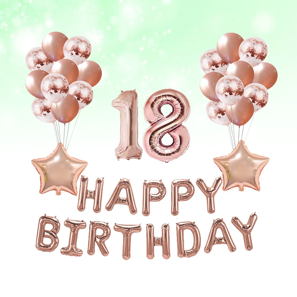 

37 pcs Birthday Balloon Set Latex Decorative Balloons Rose Party Supplies Wedding Baby Shower Classroom Decor