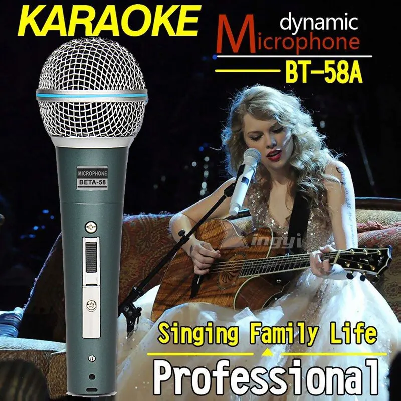 BETA58 mikrofon dinamis genggam profesional, mikrofon dinamis berkabel untuk kinerja vokal langsung Karaoke Shure