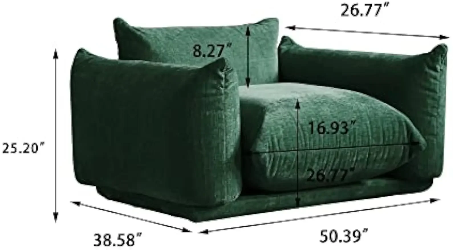 TIFLON modular segmented sofa, 50 inch convertible sofa, Chenilleyarn 1-seater sofa set suitable for office buildings