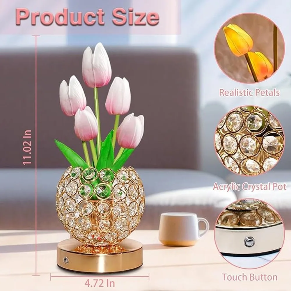 Flower Lamp Showcasing Unique Cordless Arrangement With Bright Colors Brightening Up Lives