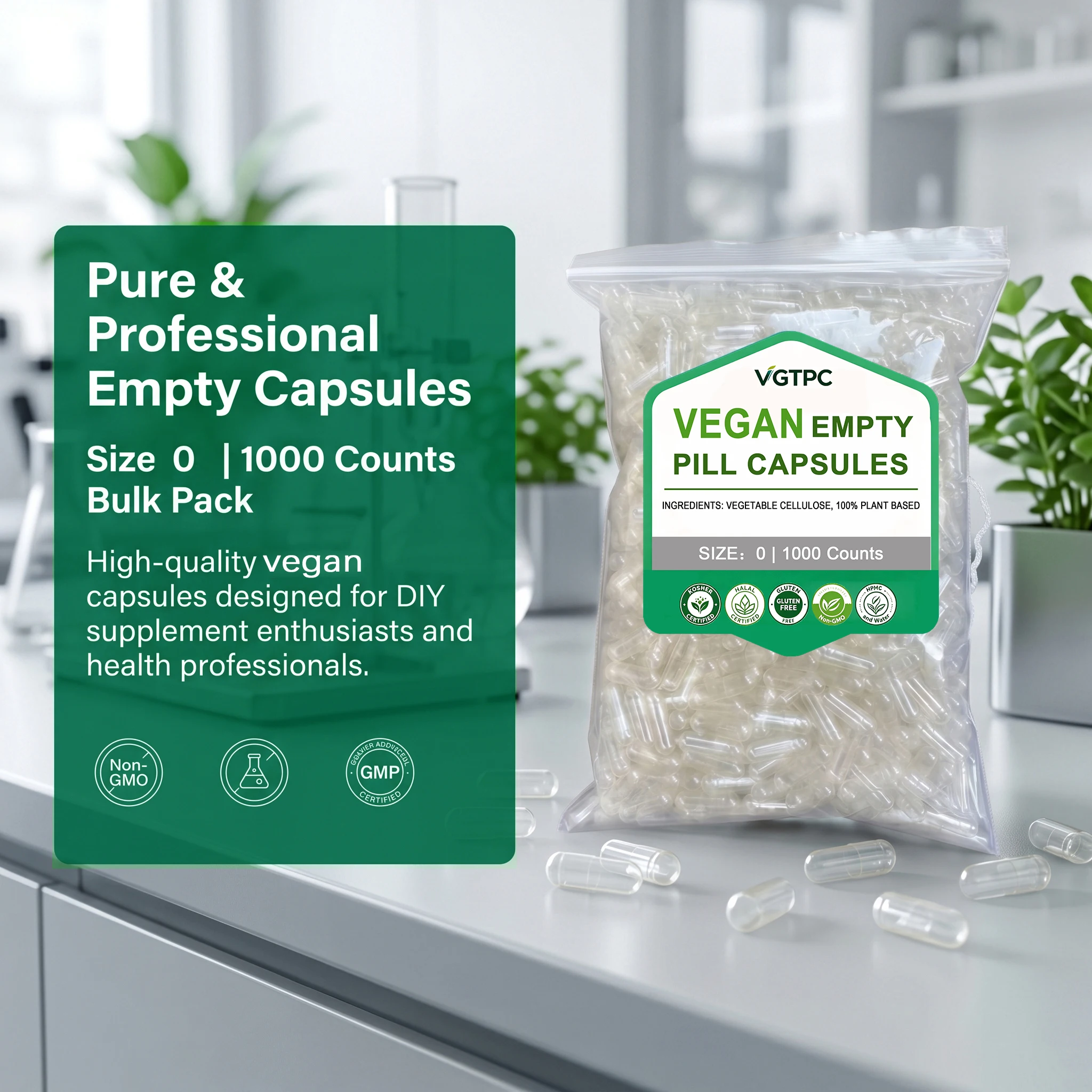 5000PCS HPMC Vegetarian Empty Capsules Size 00 0 Halal Transparent DIY Standard Joined Separated Capsule for DIY Supplement Maki