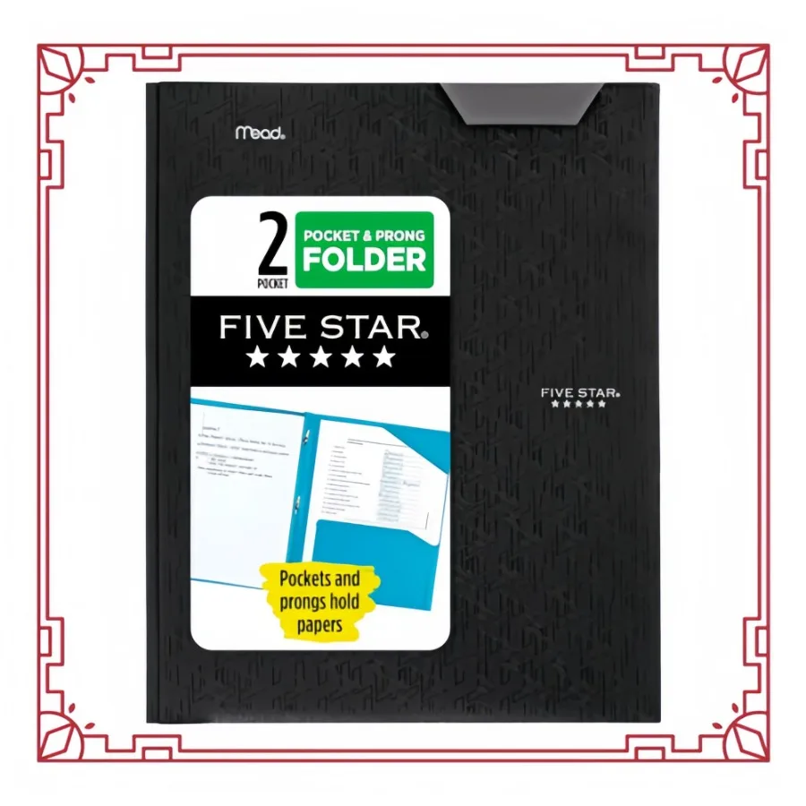 

Secure Latch Plastic Folder - Double Pocket Black for Document Protection