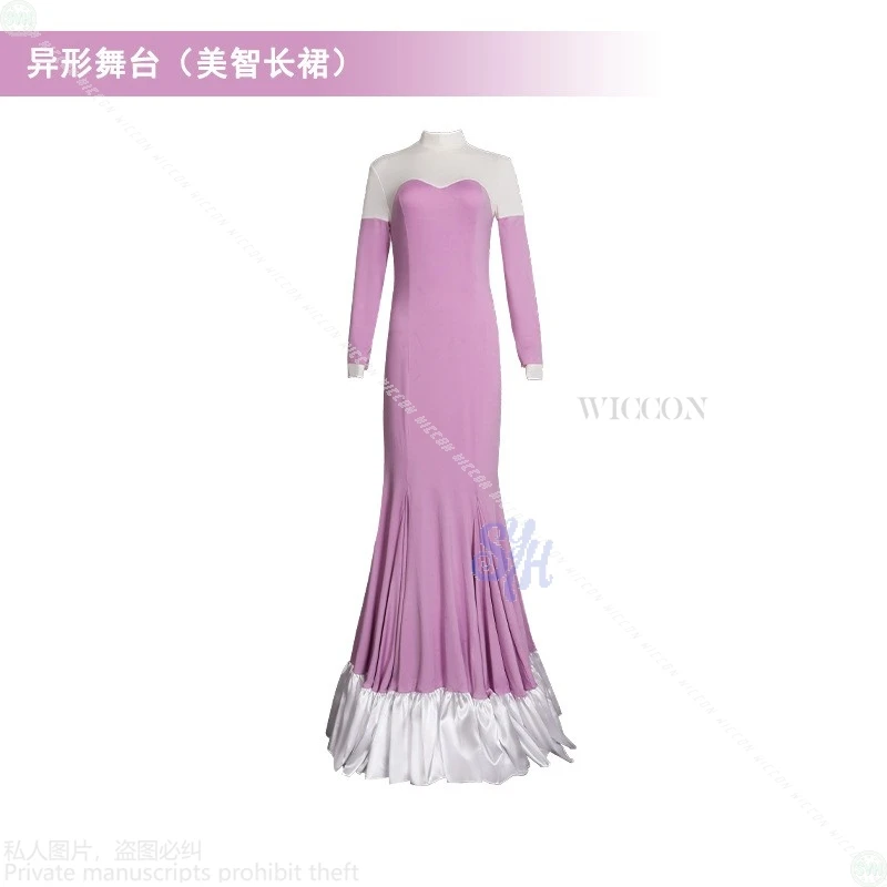 أنيمي الغريبة المرحلة تأثيري حاكم قلبي ميزي أيدول المرحلة زي طويل الوردي فستان سهرة أنيق Y2K لوليتا هالوين كوسبف