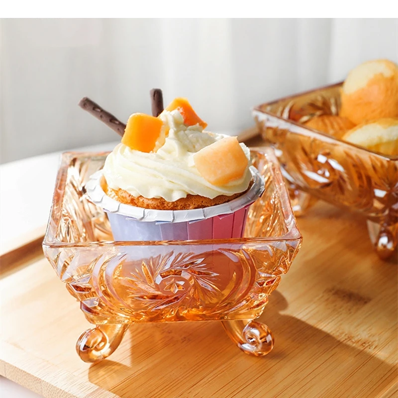 Glass Home Fruit Platter Wedding Party Decoration Nut Candy Snack Plate European Style Afternoon Tea Dip Pickles
