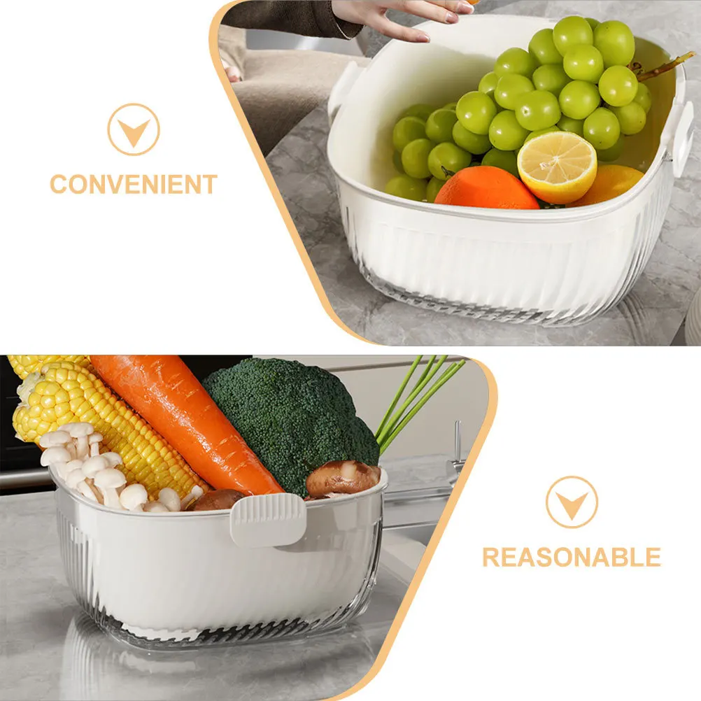 

1 Set Double Layer Fruit Washing Basket Lightweight Kitchen Strainer Fine Mesh Drainage For Vegetable Pasta Storage Colander