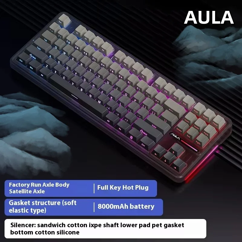 

Aula F87pro 8000mAh Three-Mode Wireless Bluetooth Mechanical Keyboard Customized Computer E-sports Side Engraved Keycap