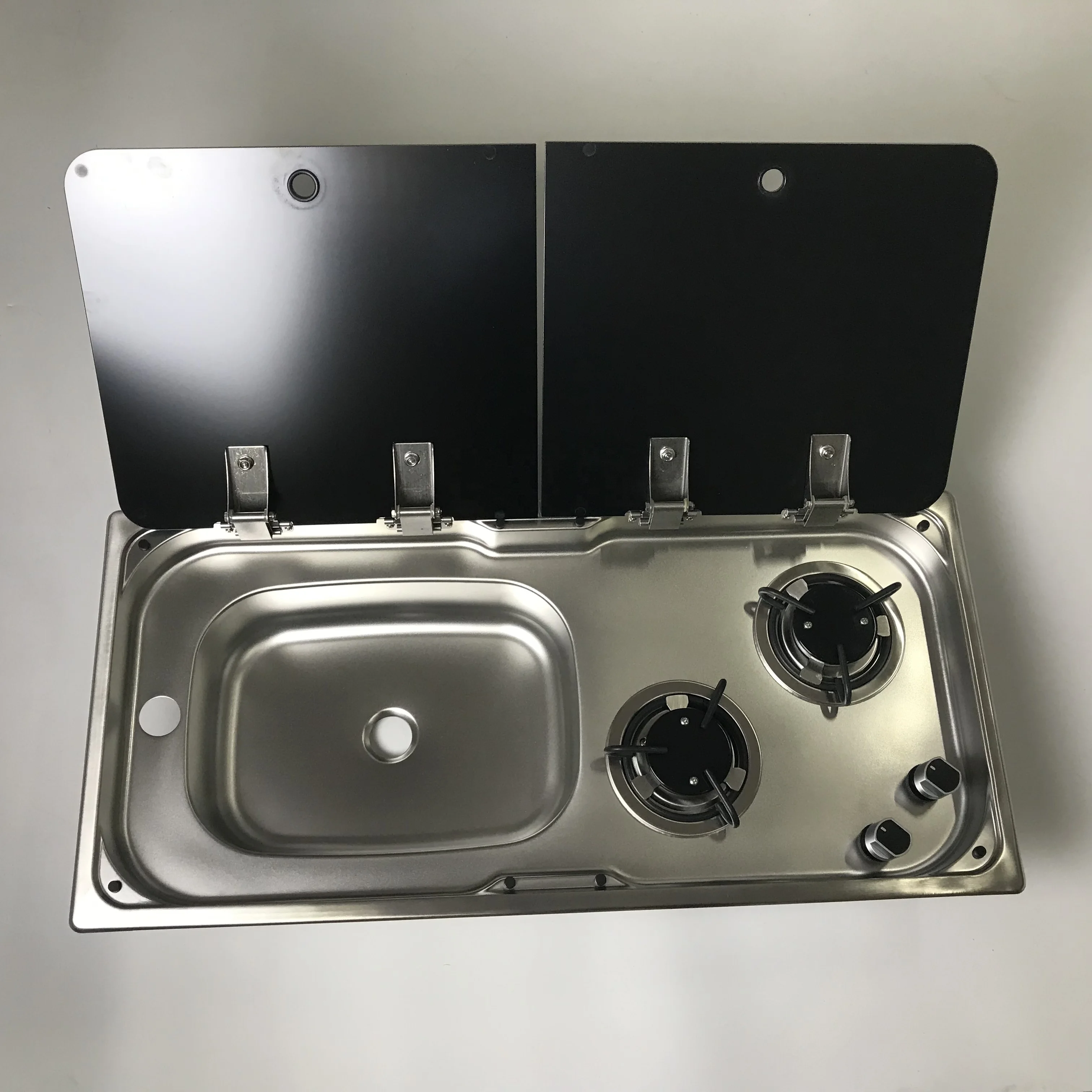 RV Gas Stove With Glass Cover Camper Electronic Pulse Ignition Gas Stove Rv Parts For Motorhome Recreational Vehicle