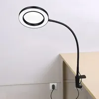Desktop magnifying glass, desk lamp, mobile phone, minimalist electronic repair lighting, nail art hose, circular work light
