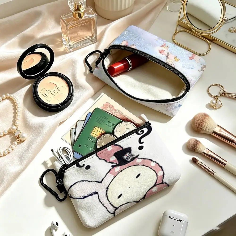 Anime S-Sentimental Circus  Cloth Coin Purse With Carabiner Hook Portable Key Card Wallet Small Zipper Storage Pouch