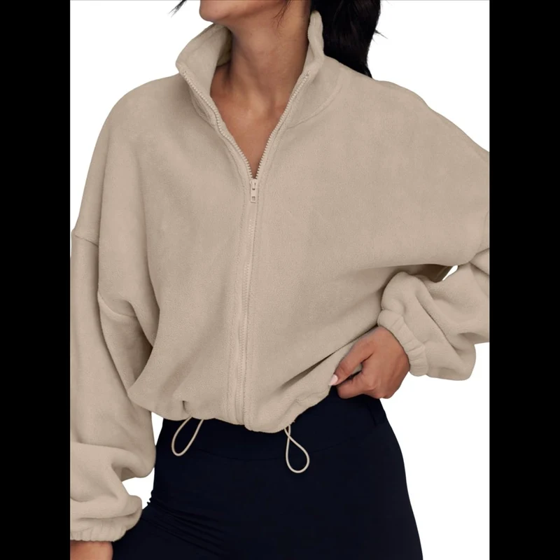 Women's Jacket Coat Sporty Stand Collar Zip Up Workout Casual Fashion Elegant Trendy Lightweight Soft
