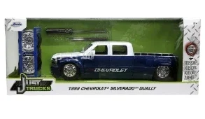 Jada 1:24 1999 Chevrolet Silverado Dually Pickup High Simulation Diecast Car Metal Alloy Model Car Toys Gift Collection